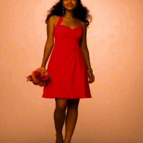 Alfred Angelo Cherry Red Halter Bridesmaids Dress size 4 - Picture 1 of 8